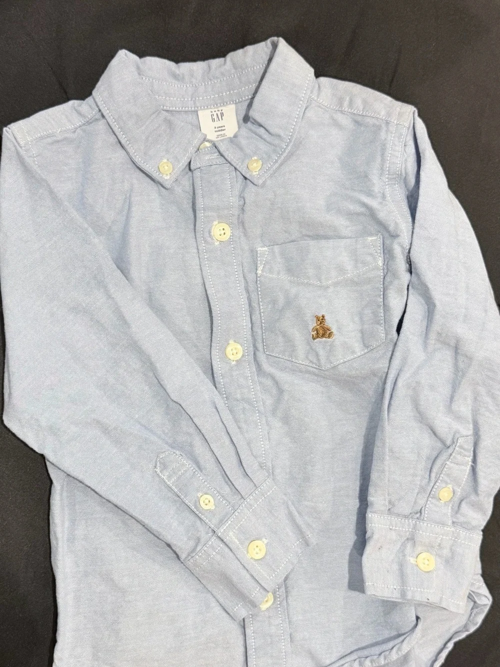 GAP Light Blue Button-Down Oxford Shirt with Pocket Embroidery